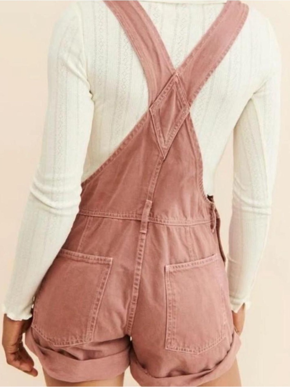 Free People Ziggy Shortalls NWT Rosewood Pink Denim Overalls Romper Size S - Picture 4 of 6
